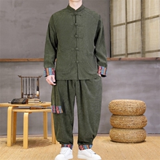男士外套灯芯绒夹克套装盘扣立领风XZ1512-2502套装-P130，男装夹克，星座1512