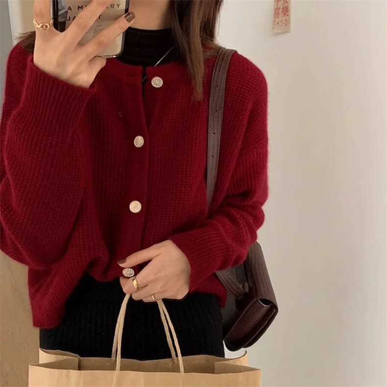 长袖针织开衫女简约短款百搭纯色羊毛休闲外套上衣，女装羊毛衫，思途羊绒