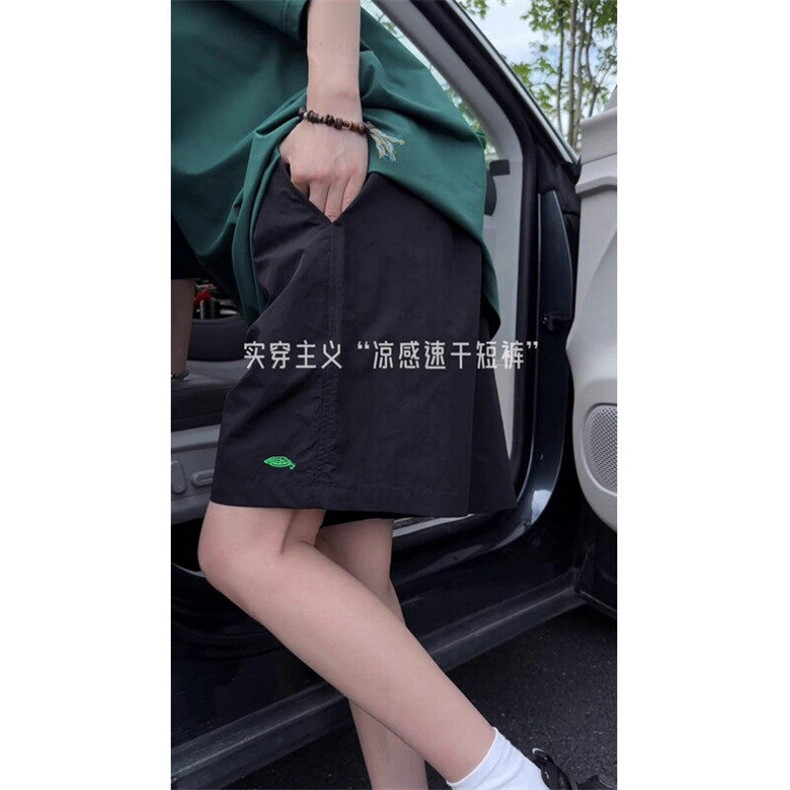 凉感速干刺绣短裤男女夏季薄款大码运动休闲五分裤子 K702图片