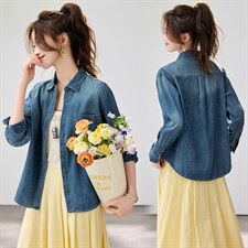 韩系松弛感牛仔衬衫女2026春款叠穿百搭长袖上衣韩版气质内搭外套，女装衬衫，艾米