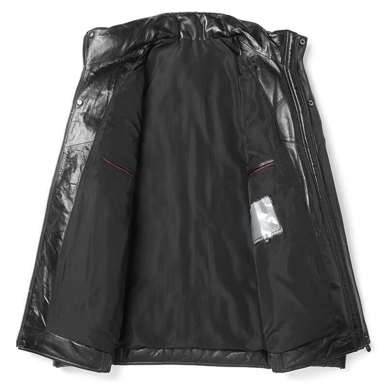 冬季新款男士真皮羽绒服绵羊皮夹克立领短款外套加厚防风爸爸装,男装皮衣,电商B360A（原721A）