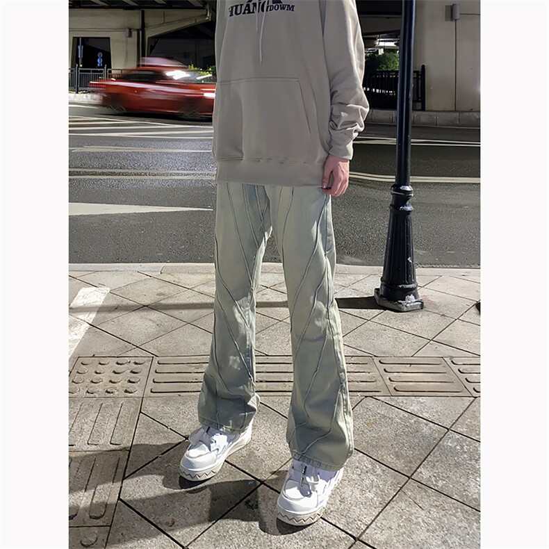 B221美式ins高街暗黑小众个性设计直筒牛仔裤LK23144-P65控88,男装牛仔裤,电商B221