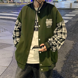 JK809 P65港风拼接棒球服百搭休闲宽松夹克外套男图片