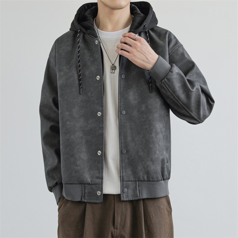 假两件机车服皮衣外套男高级感痞帅宽松休闲pu皮夹克JK0196-P93,男装夹克,星座308B-2