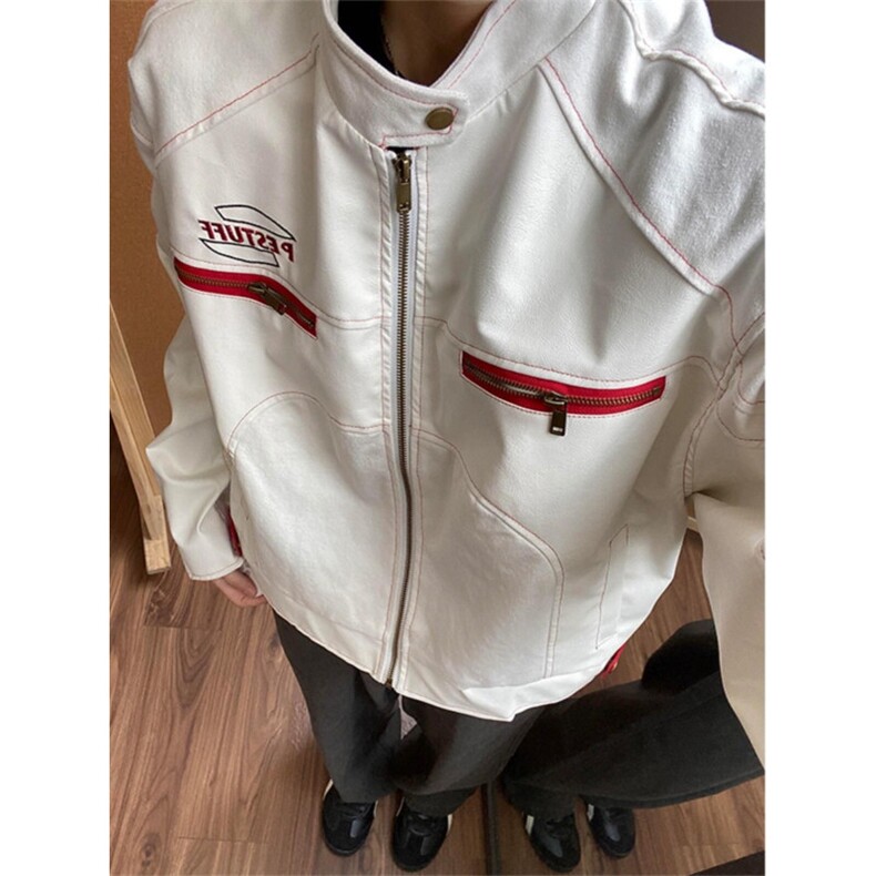 网络图现货美式高街皮衣机车服男女同款宽松潮牌夹克外套R966-P78,男装夹克,星座1005-6