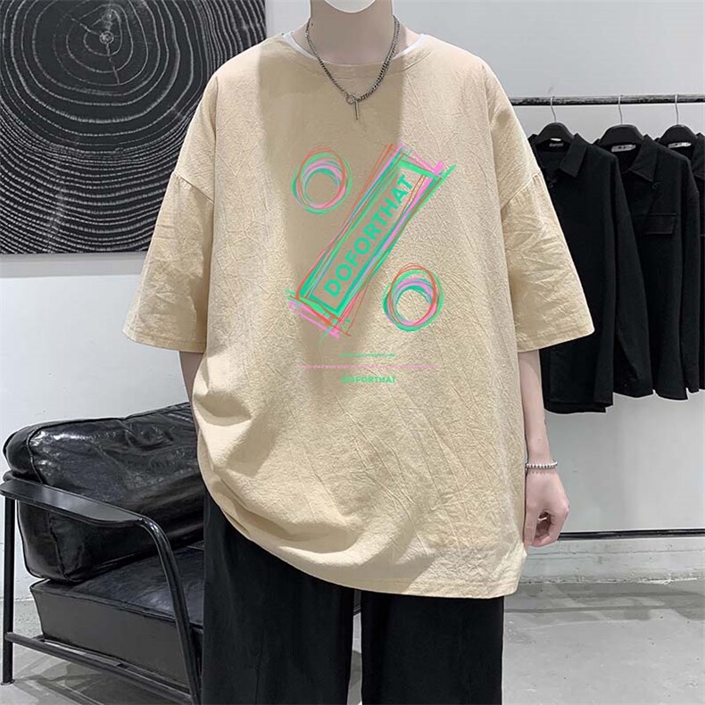 YT26171-P30亚短袖t恤男大码五分袖男宽松七分袖港风模特,男装T恤,电商A040