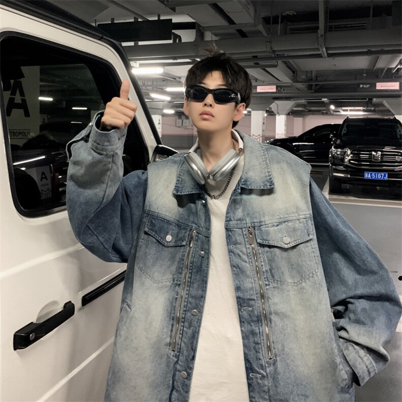 美式复古高级感牛仔外套男女春秋新款潮牌夹克上衣JK2027-P68,男装夹克,星座308B-2