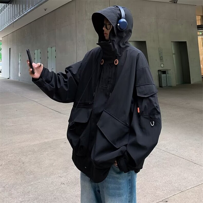 春季美式立体口袋网红外套男工装男士休闲连帽夹克CL98P80,男装夹克,星座1116-2