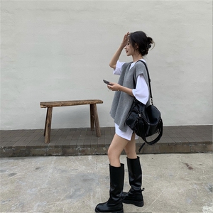 143-087 解锁多季叠穿简洁V领上衣羊毛针织马甲女外穿早春图片
