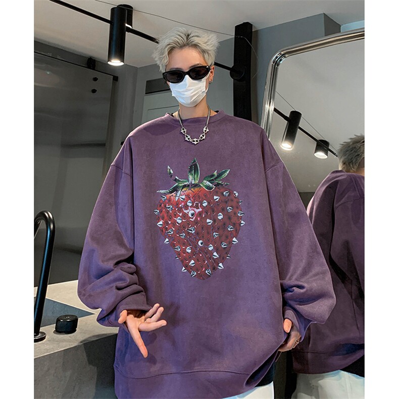 抖音得物供货提供视频秋冬重磅美式麂皮绒圆领卫衣JY332,男装卫衣,电商A486