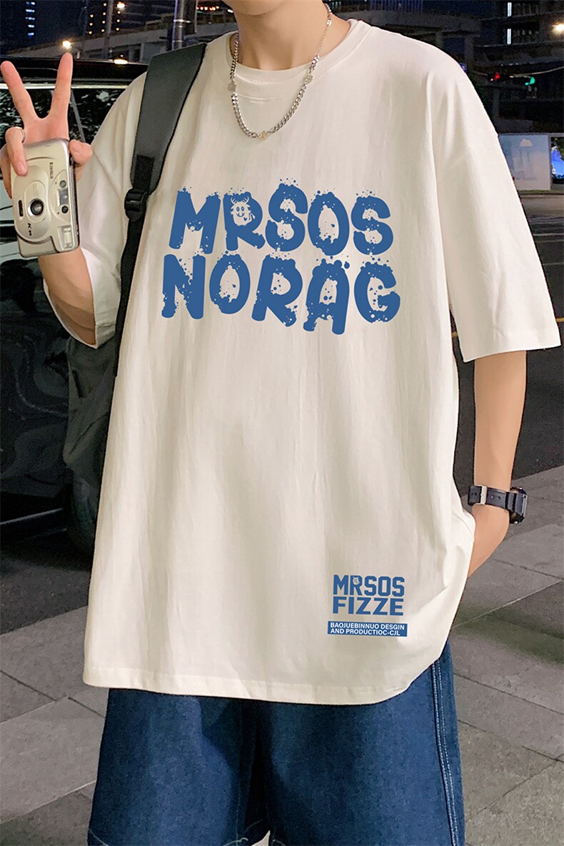 T362P26夏季新款美式纯棉短袖T恤ins衣服宽松半袖体恤字母印花,男装T恤,星座304A