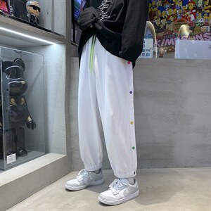 休闲裤男秋韩版排扣阔腿裤港风潮牌宽松束脚裤 A125-DK911-P50图片