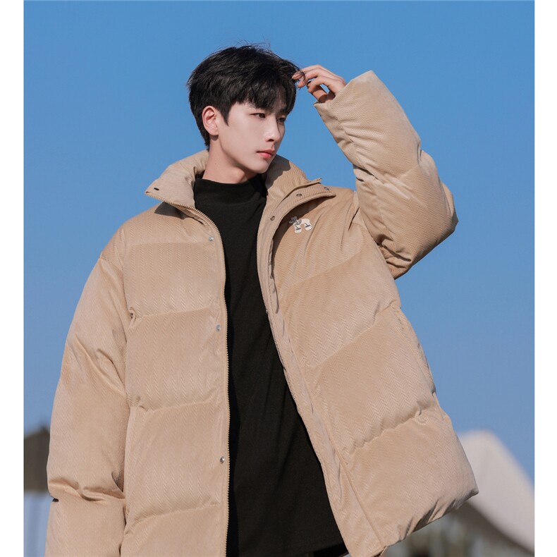 字母刺绣灯芯绒麻花条冬季纯色棉衣棉服外套男XMY2312-P115控158,男装棉衣,电商B370