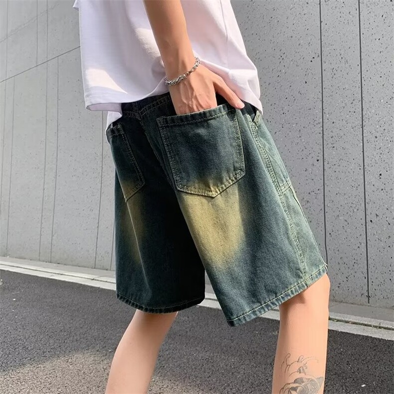 2024美式牛仔裤男款直筒短裤潮D5041P35,男装牛仔裤,星座1116-2
