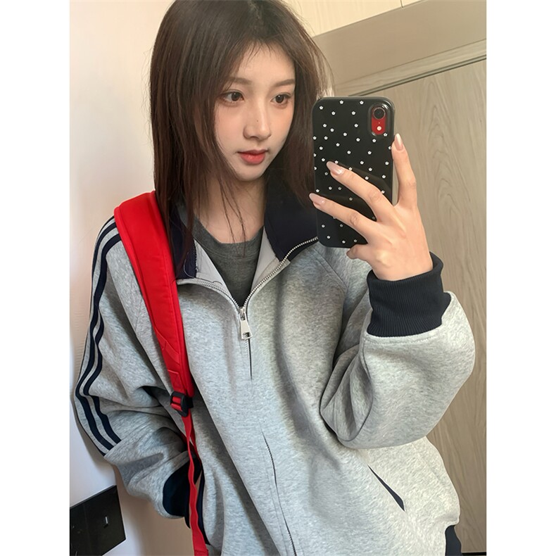 抖音得物高品质美式高街重磅结构设计拼接织带立领卫衣外套CM42,男装卫衣,电商A486