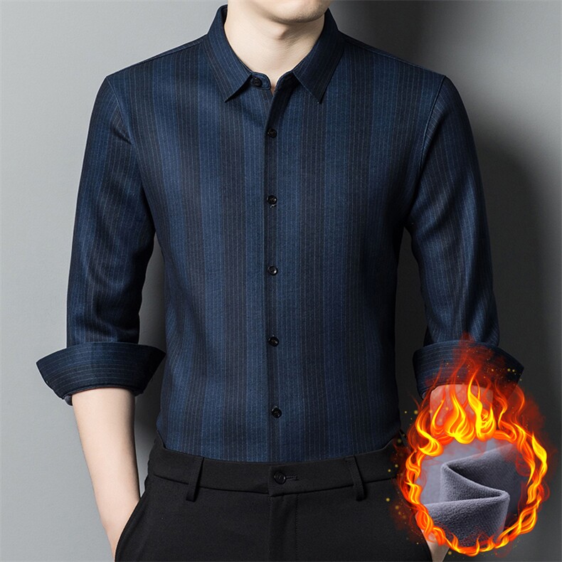 CA808803钱塘2002-2中年男士冬季厚款时尚休闲加绒衬衣P82,男装衬衫,钱塘207-2