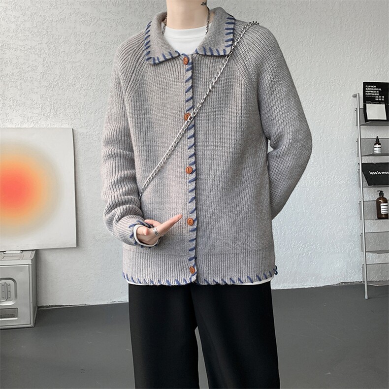 polo翻领针织毛衣男秋冬加厚外穿慵懒风羊毛开衫上衣外套MY1229,男装针织衫/毛衣,电商D206-1