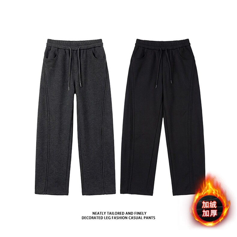 冬季新款高品质加绒加厚休闲裤直筒宽松百搭卫裤A111-G001-P58，男装休闲裤，电商基地A111