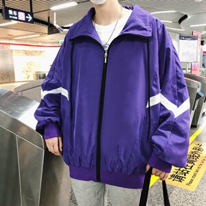 703-J 秋季男式港风宽松夹克拼色休闲外套 情侣图片