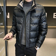 店主风羽绒服男2025冬款PU皮外套立领保暖上衣B317/PY501/P155，男装羽绒服，电商B317