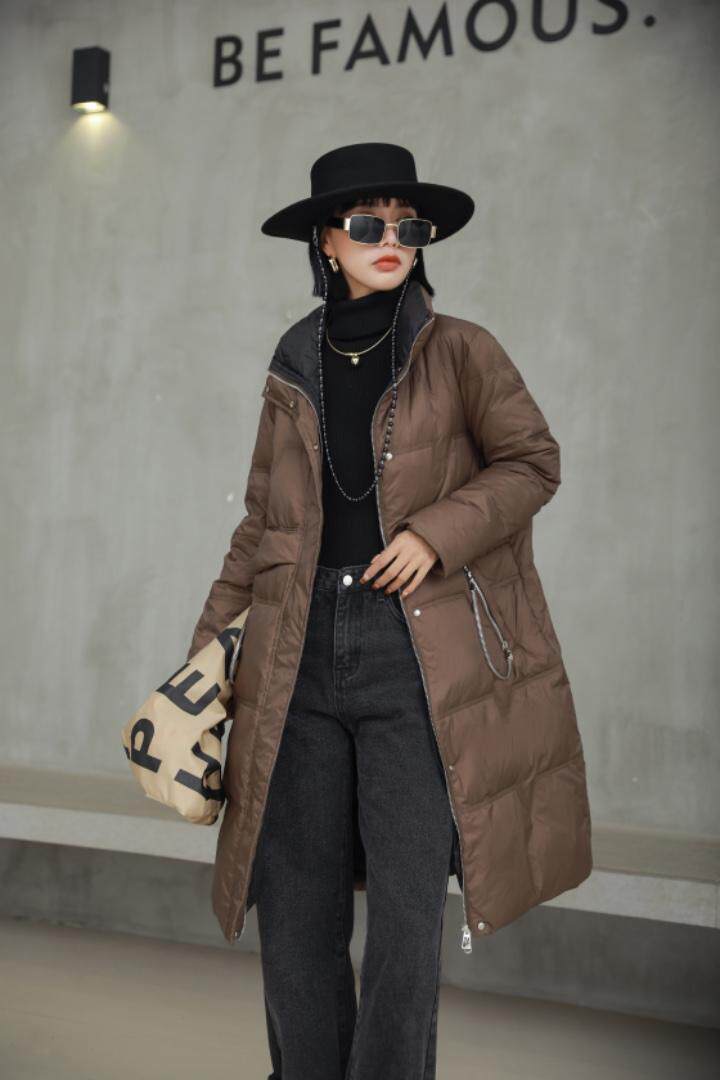 【现货】冬季新款拼色设计中长款羽绒服，女装羽绒服，得瑟空间