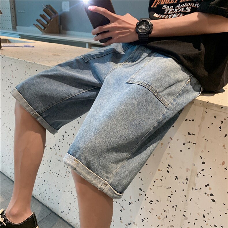 牛仔短裤男士宽松百搭夏季新款直筒韩版潮牌休闲五分裤dk682-p35,男装牛仔裤,星座1008