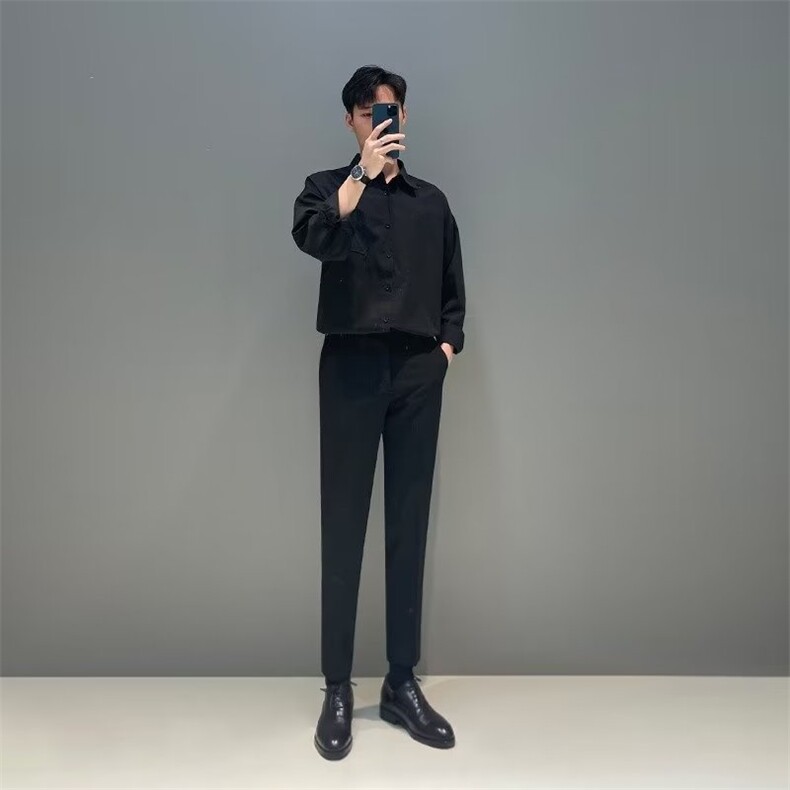 衬衫男秋季长袖高级垂感上衣男装韩版宽松免烫衬衣休闲C921P28,男装衬衫,星座1013-5