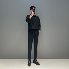 衬衫男秋季长袖高级垂感上衣男装韩版宽松免烫衬衣休闲C921P28，男装衬衫，星座1013-5
