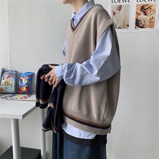 20秋冬港风针织开衫V领毛衣马甲背心情侣JKDK学院风制服W09/P55,男装针织衫/毛衣,钱塘713