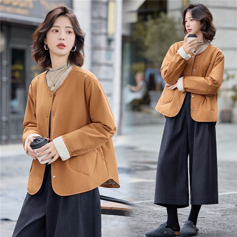 超好看夹棉厚外套短款棉服女2025秋冬保暖小个子百搭休闲气质穿搭,女装棉衣/棉服,梦懿尔