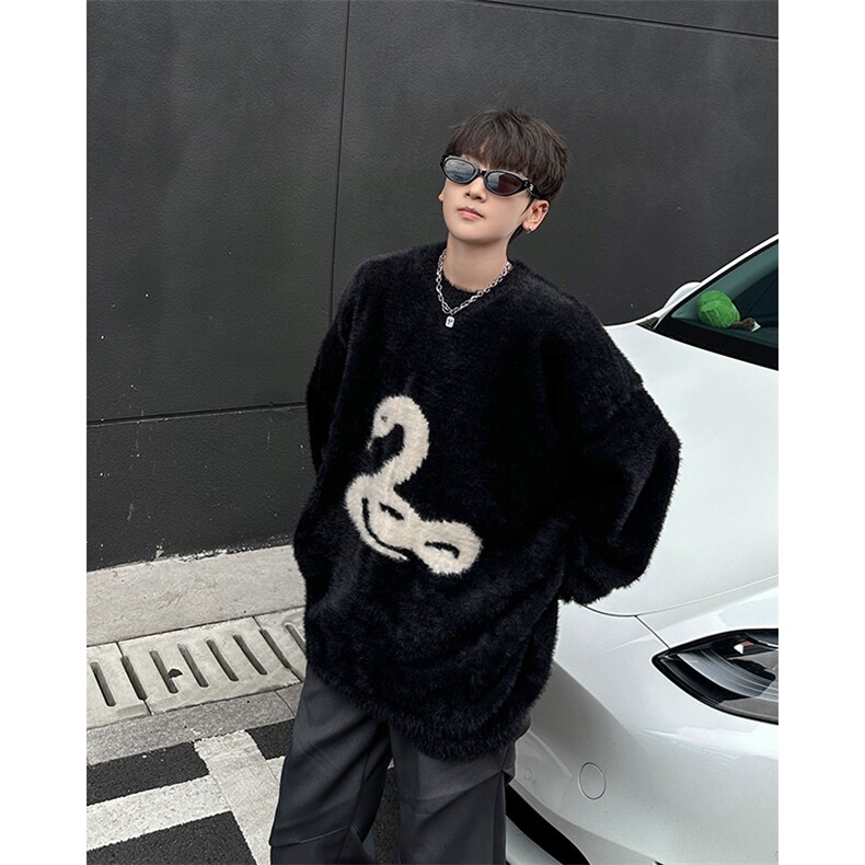 秋季新款港风美式潮牌高质量水貂绒套头圆领毛衣男insMY1500-P55,男装针织衫/毛衣,星座313A(原308A-2)