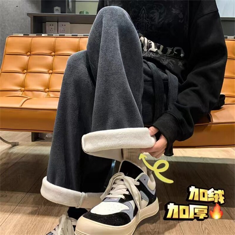 加绒重磅卫裤冬季男雪尼尔灯芯绒裤垂感阔腿裤993Ap65,男装休闲裤,电商D315A