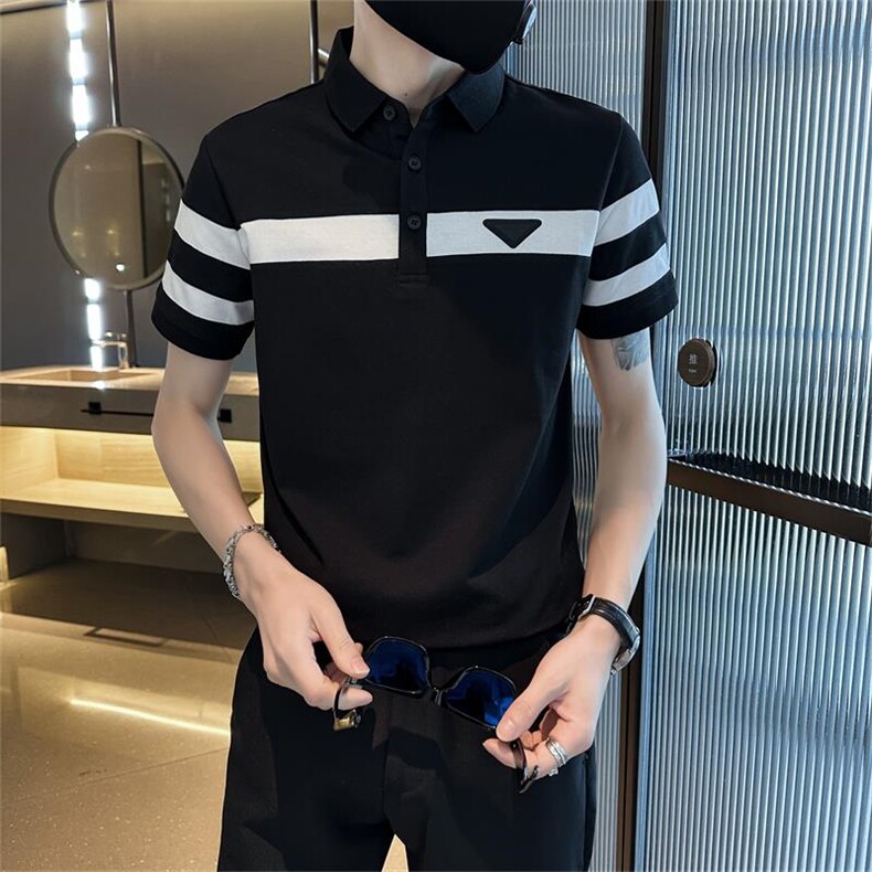 2026夏季经典款拼接轻奢高品质短袖T恤翻领Polo衫T0231-P55,男装T恤,电商D342