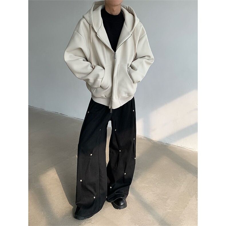 现货！24秋冬加厚极简韩式慵懒阔版毛呢夹克风衣外套JK83-p135,男装夹克,电商B288