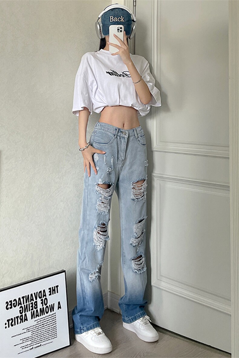 美式ins高街小众hiphop夏季破洞牛仔裤货号K729P60,男装牛仔裤,电商A063