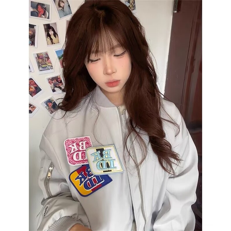 303-P66美式街头原创潮魔术贴设计飞行夹克春季新款宽松,男装夹克,电商B323A
