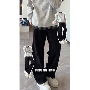 美式潮牌新款休闲裤男士秋冬季加厚百搭阔腿裤子LJ844-P54 加绒58图片
