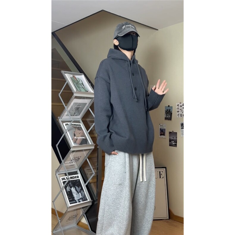 2025男装秋季针织衫连帽毛衣宽松套头外套MY2626P65,男装针织衫/毛衣,电商基地A086
