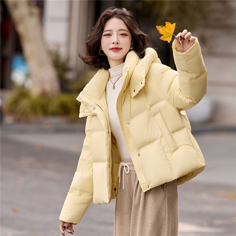 短款连帽立领羽绒服女冬2025新款韩版休闲小个子90白鸭绒加厚保暖,女装羽绒服,辉之琳