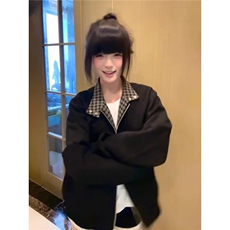 简约慵懒文艺美式复古拼接哈灵顿夹克外套潮流流行ins新款气质，男装夹克，星座1210-1