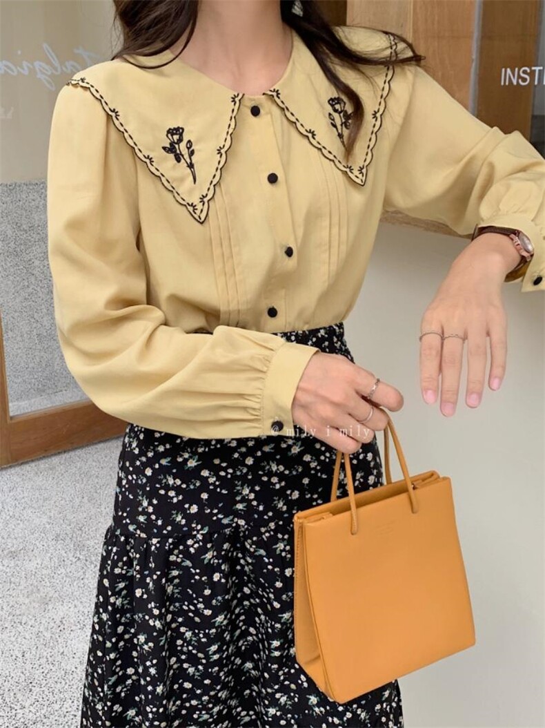 秋季新款刺绣衬衫，女装衬衫，mily i mily 觅莉