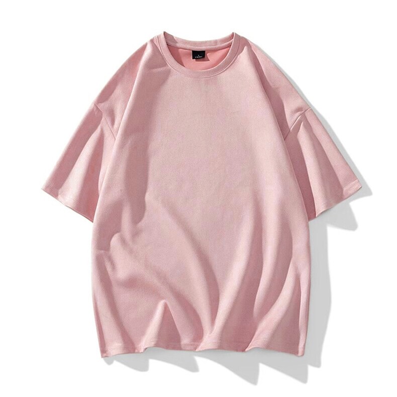 抖音得物直播高品质二开240克美式高街麂皮绒光版纯色短袖t恤12.5，男装T恤，电商A486-1