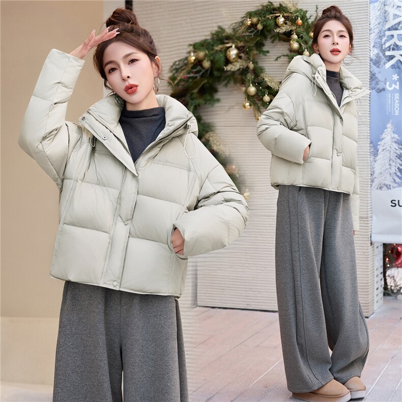 2026冬新款泡芙90绒连帽加厚保暖面包服短外套,女装羽绒服,瑶迪依秀