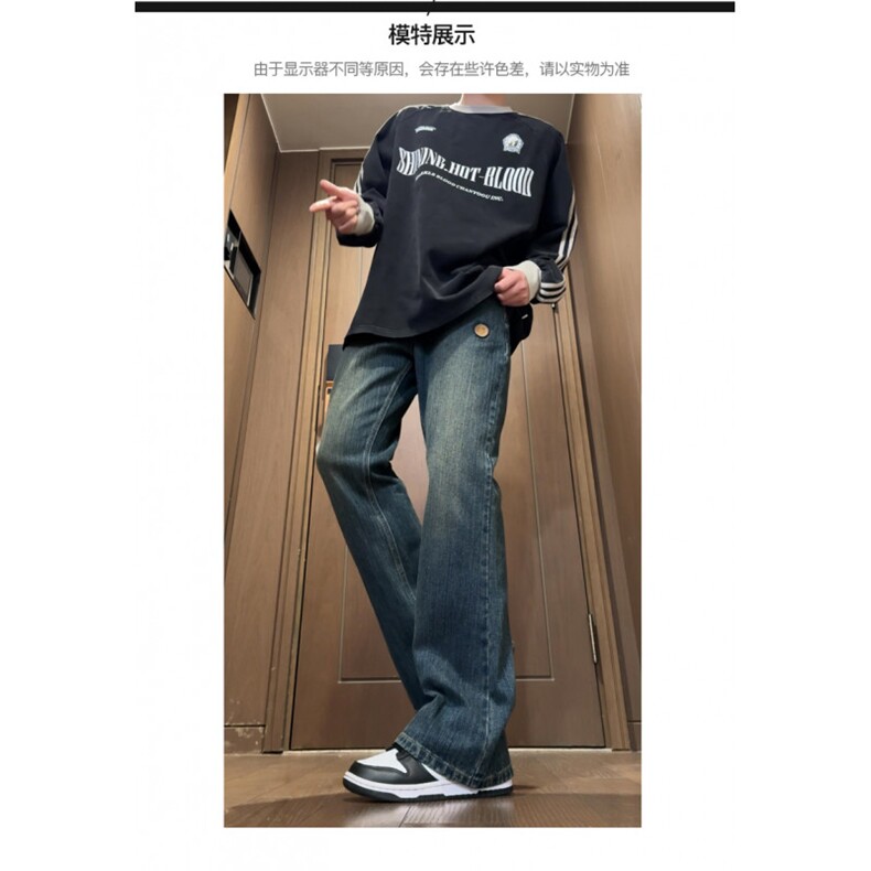 秋季新款半松紧腰竹节纹牛仔裤微喇B342-K9019-特P50控78,男装牛仔裤,电商B342