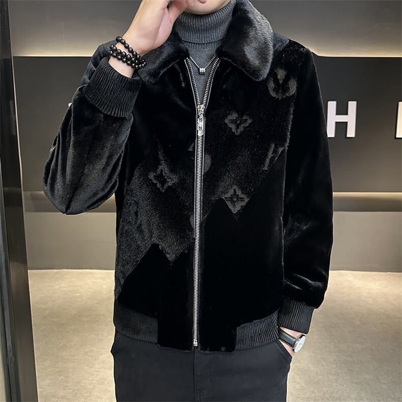 男士商务休闲纯色夹克金貂绒保暖外套中年时尚上衣ZX8928-P230,男装夹克,星座1105-3