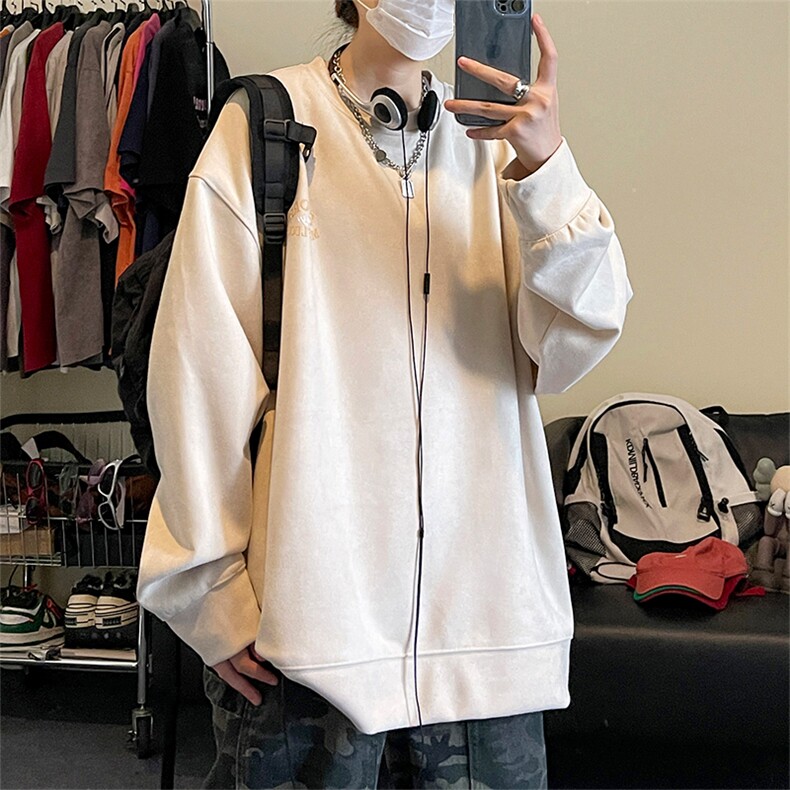 QY5204-TP40控价58秋季字母麂皮绒潮牌上衣圆领青少年百搭卫衣男,男装卫衣,电商A102-1