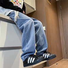 复古黑灰水洗直筒牛仔裤男女款H812P45，男装牛仔裤，星座1116-2