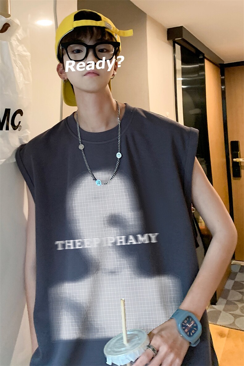夏季男装背心/马甲/坎肩美式抽象人物印花无袖T恤B239-1251-P23,男装背心/马甲,星座514-2(原B239)