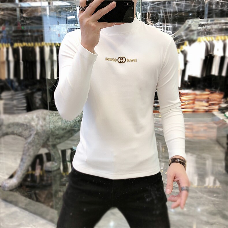 22新款秋冬潮牌男简欧大码圆领双面德绒打底衫长袖A-801-P53,男装T恤,电商A227B（原钱塘4066-1）