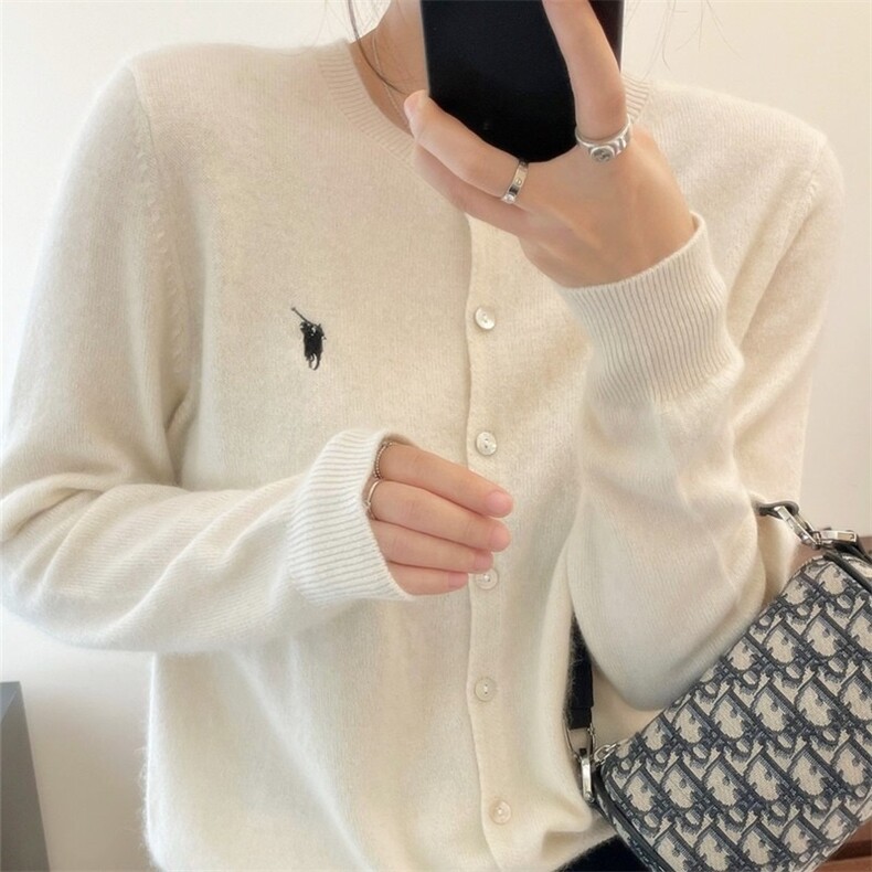 小马圆领开衫，女装针织衫/毛衣，美莎羊绒